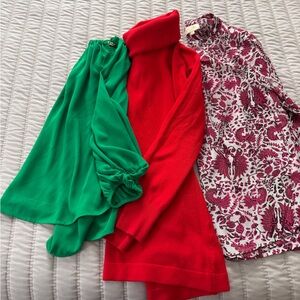 Lucy & Laurel Pink and Red Floral Blouse